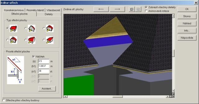 Obr.3 - V Editoru střech nastavte požadované parametry Obr.3 – V Editoru střech nastavte požadované parametry